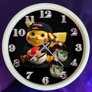 Picachu wall clock with led lights